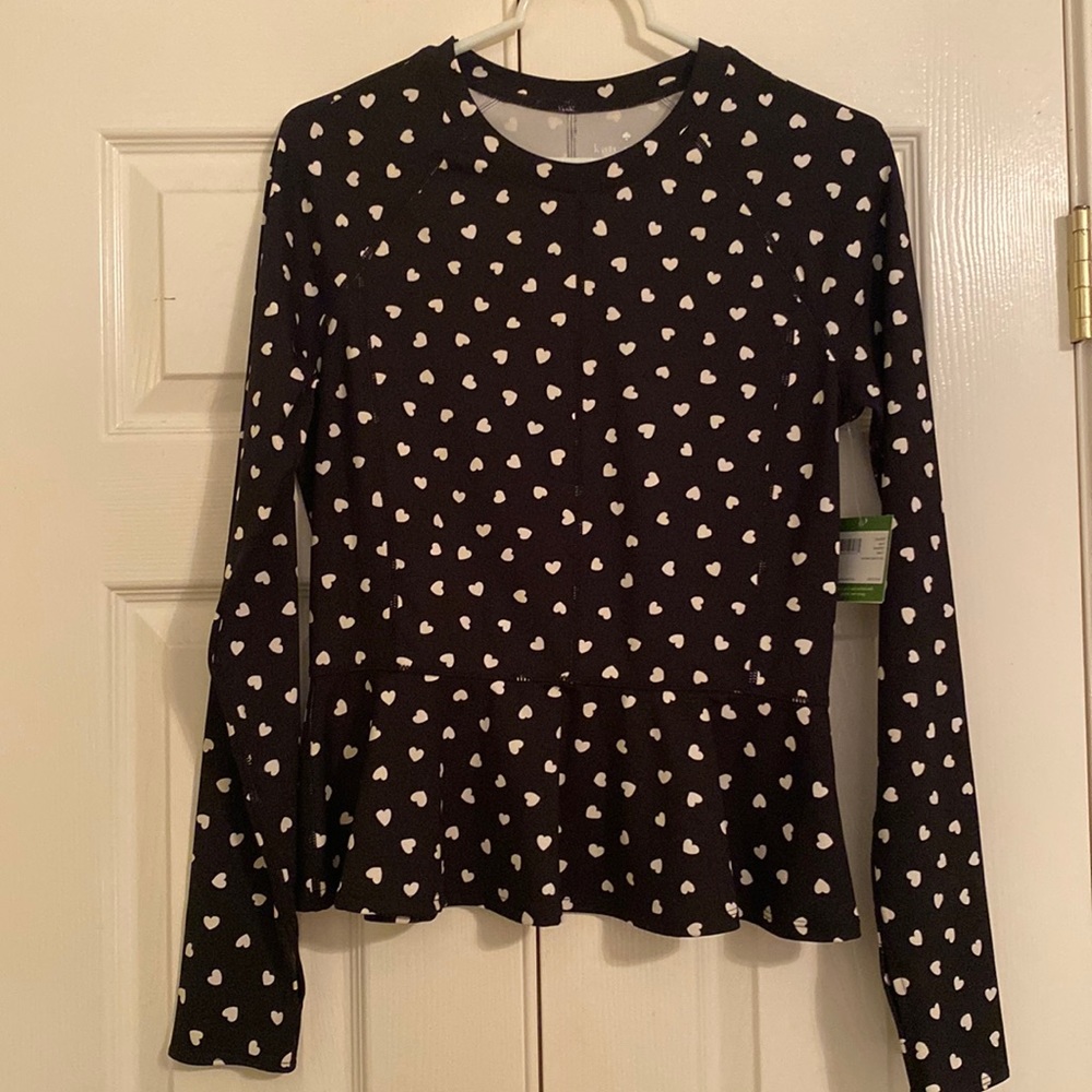 Kate Spade Heartbeat Peplum Top size M NWT